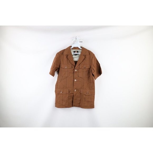 Vintage 60s Streetwear Mens Medium Short Sleeve Safari Bush Hunting Shirt Jacket